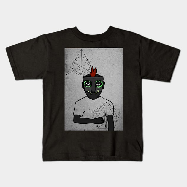 Timeless Elegance - Dark-Themed Male NFT with Basic Eyes and Gray Item Kids T-Shirt by Hashed Art